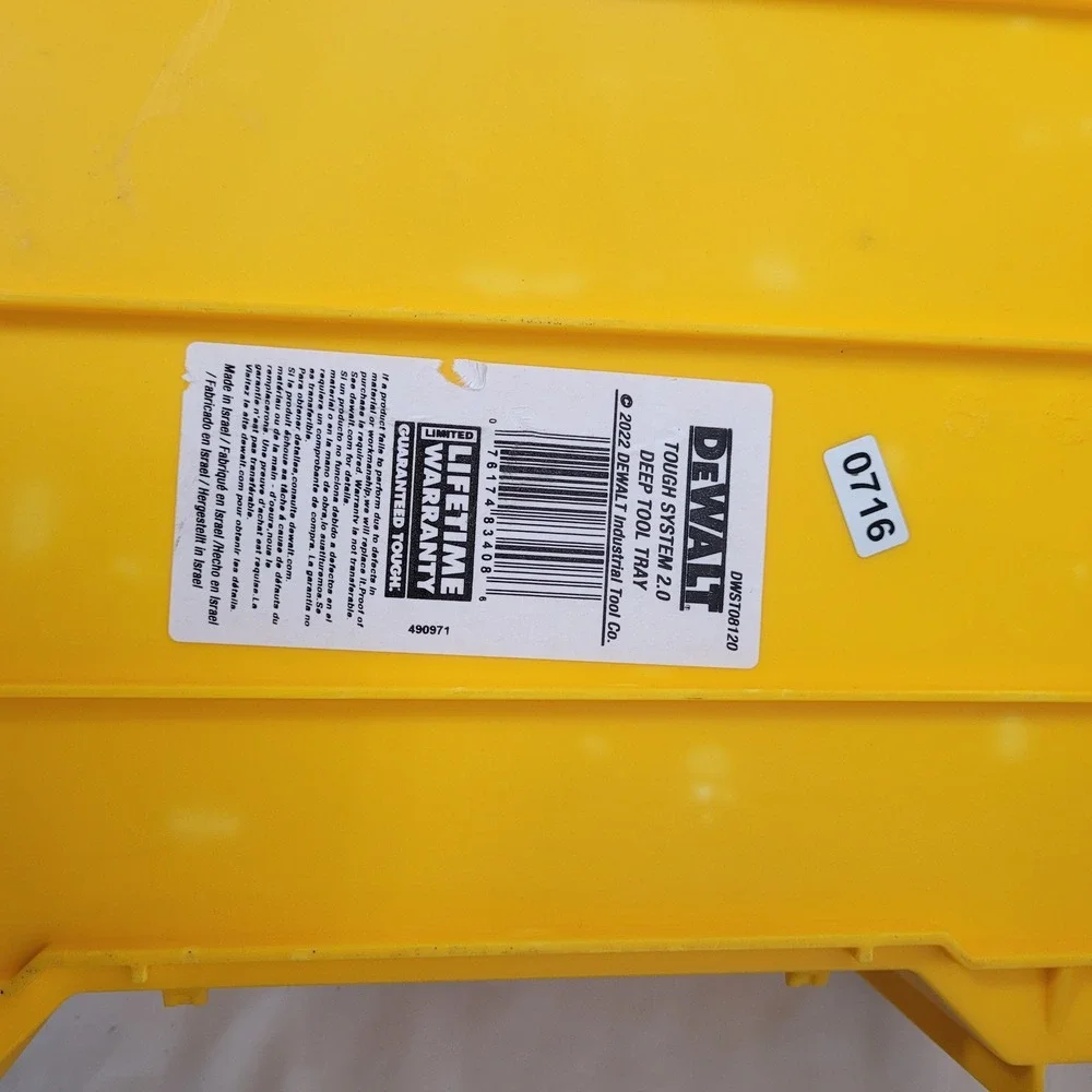 DeWALT ToughSystem 2.0 Deep Tool Tray DWST08120 Yellow Stackable‎ Organizer